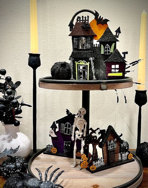 Haunted House paint kit, Halloween, Home Décor, Tiered Tray Decor