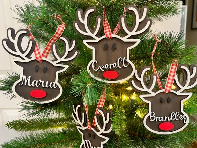 Adorable Personalized Christmas Reindeer Ornament